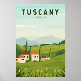 Tuscany Italy Travel Vintage Art ポスター