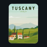 Tuscany Italy Travel Vintage Art マグネット<br><div class="desc">Tuscany vector art design. Its capital,  Florence,  is home to some of the world’s most recognizable Renaissance art and architecture,  including Michelangelo’s "David" statue.</div>