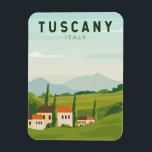 Tuscany Italy Travel Vintage Art マグネット<br><div class="desc">Tuscany vector art design. Its capital,  Florence,  is home to some of the world’s most recognizable Renaissance art and architecture,  including Michelangelo’s "David" statue.</div>