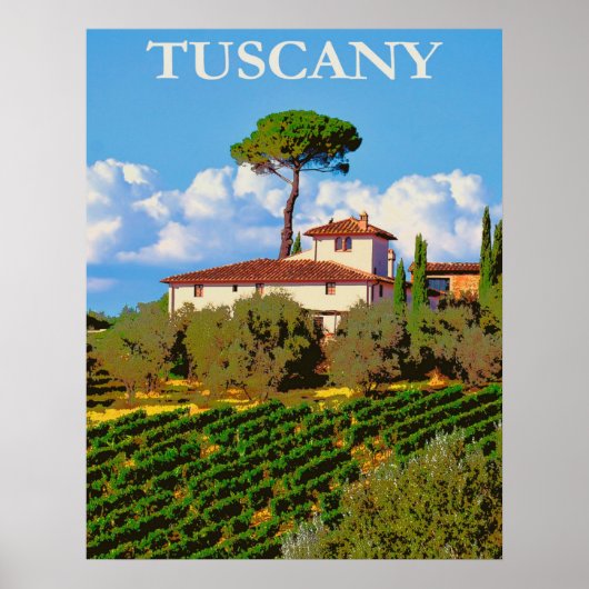 Tuscany, Italy Vintage Travel Poster ポスター (正面)