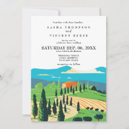 Tuscany Italy Wedding Invitation Retro 招待状