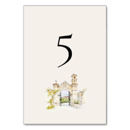 Tuscany Italy Wedding Table Numbers Watercolor テーブルナンバー