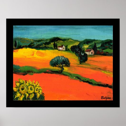 TUSCANY LANDSCAPE WITH SUNFLOWERS ポスター (正面)
