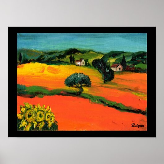 TUSCANY LANDSCAPE WITH SUNFLOWERS ポスター (正面)