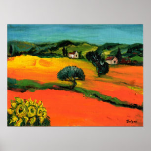 TUSCANY LANDSCAPE WITH SUNFLOWERS ポスター