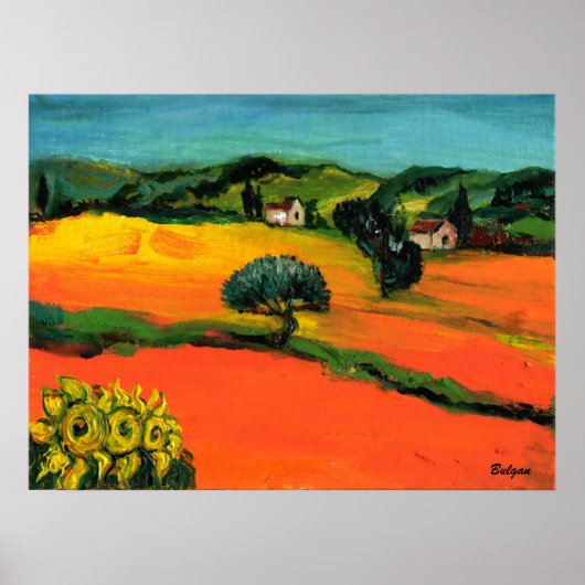 TUSCANY LANDSCAPE WITH SUNFLOWERS ポスター (正面)