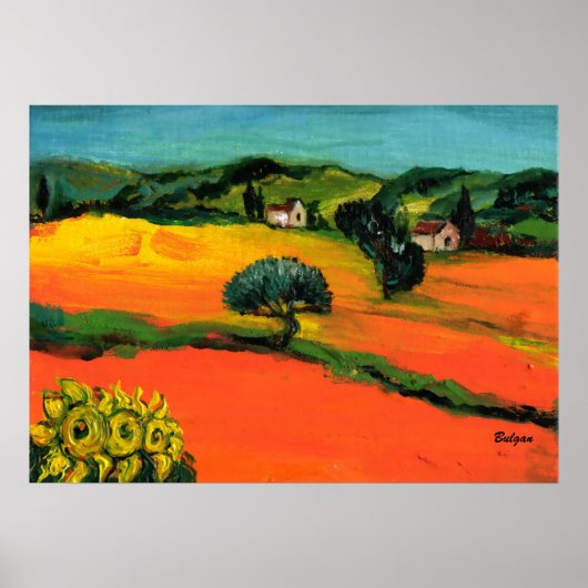 TUSCANY LANDSCAPE WITH SUNFLOWERS ポスター (正面)