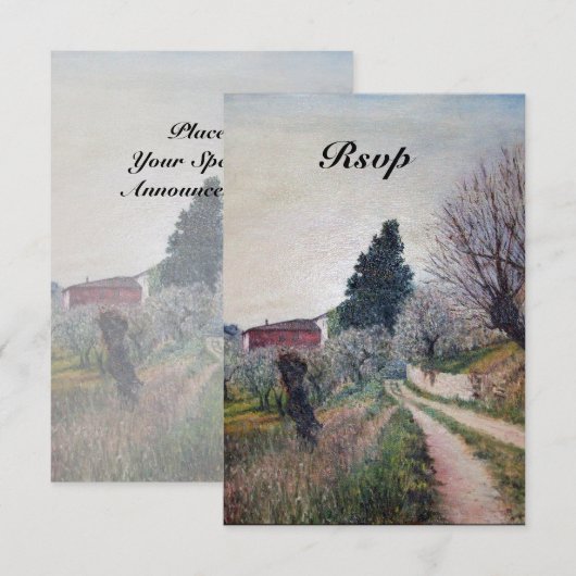 TUSCANY LANSCAPE RSVPの最も古い春 招待状 (正面/裏面)