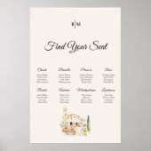 Tuscany Wine Table Wedding Seating Chart Poster ポスター (正面)