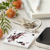 Tuschekunst mit Schnecke und Rotem Bambus キーホルダー (正面右)