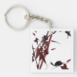 Tuschekunst mit Schnecke und Rotem Bambus キーホルダー