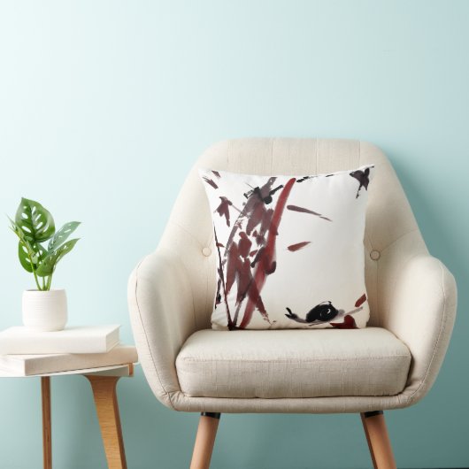 Tuschekunst mit Schnecke und Rotem Bambus クッション (椅子)