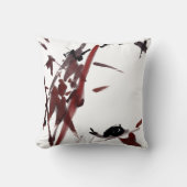 Tuschekunst mit Schnecke und Rotem Bambus クッション (正面)