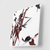 Tuschekunst mit Schnecke und Rotem Bambus スクエア壁時計 (傾斜)