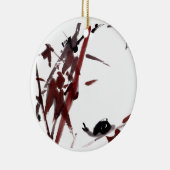 Tuschekunst mit Schnecke und Rotem Bambus セラミックオーナメント (右)