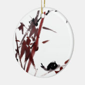 Tuschekunst mit Schnecke und Rotem Bambus セラミックオーナメント (左)