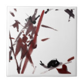 Tuschekunst mit Schnecke und Rotem Bambus タイル (正面)