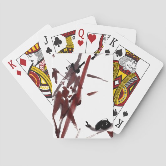 Tuschekunst mit Schnecke und Rotem Bambus トランプ (裏面)