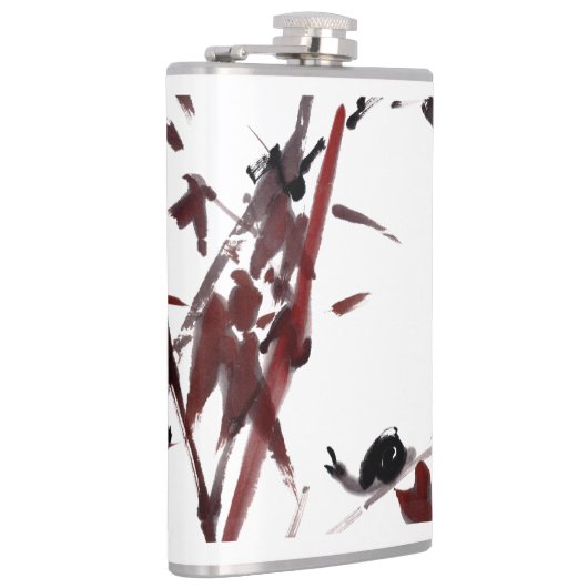 Tuschekunst mit Schnecke und Rotem Bambus フラスク (右)