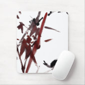 Tuschekunst mit Schnecke und Rotem Bambus マウスパッド (マウス)