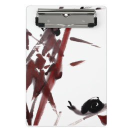 Tuschekunst mit Schnecke und Rotem Bambus ミニクリップボード