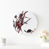 Tuschekunst mit Schnecke und Rotem Bambus ラージ壁時計 (ホーム)