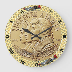 TUSKEGEEのパイロットの硬貨 ラージ壁時計