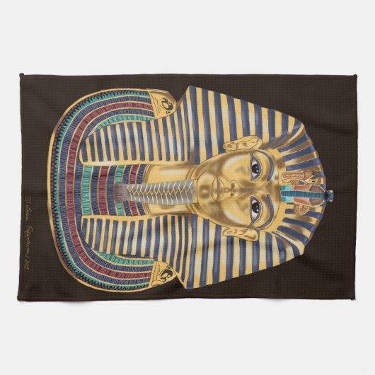 Tutankhamonの金マスク キッチンタオル (横)