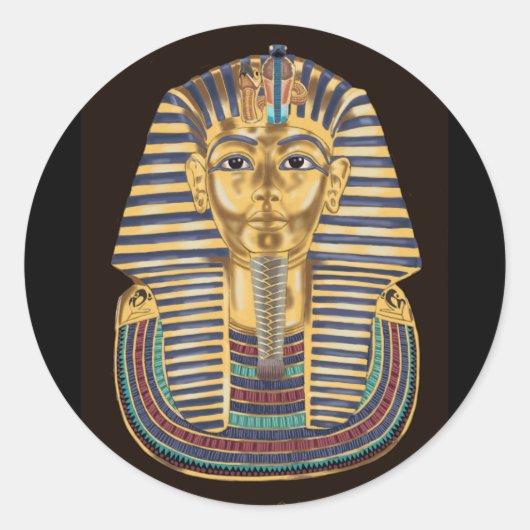 Tutankhamonの金マスク ラウンドシール (正面)