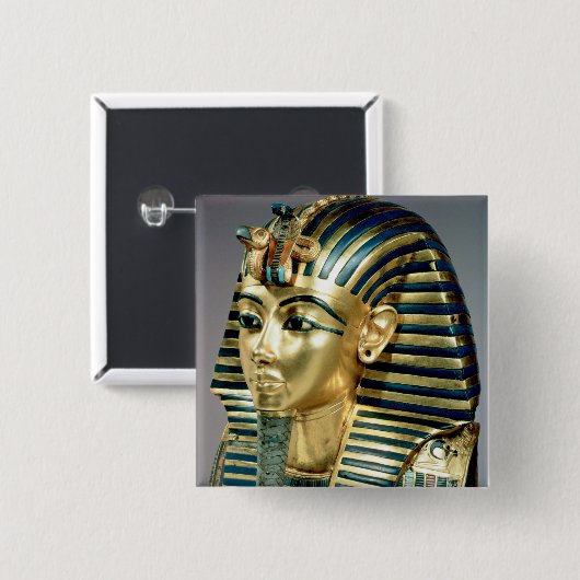 Tutankhamunの墓からの金ゴールドの葬式のマスク、 缶バッジ (正面&裏面)