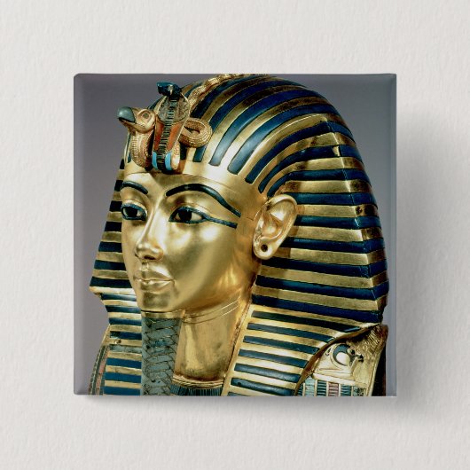Tutankhamunの墓からの金ゴールドの葬式のマスク、 缶バッジ (正面)