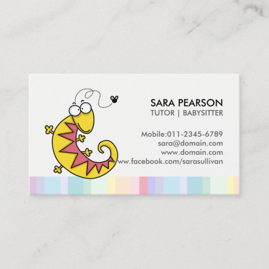 Tutor Cute Lizard Business Card 名刺 (正面)