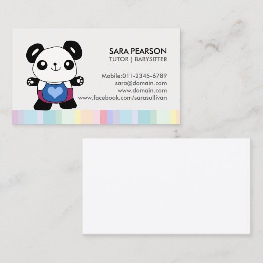 Tutor Cute Panda Business Card 名刺 (正面/裏面)