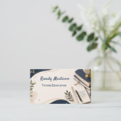 Tutor/Educator Navy Blue & White Business Card 名刺 (スタンド正面)