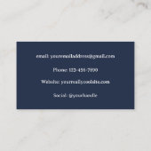 Tutor/Educator Navy Blue & White Business Card 名刺 (裏面)