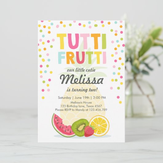 Tuttiフルーティパーティー招待状Tuttiフルーティ誕生日 招待状 (スタンド正面)