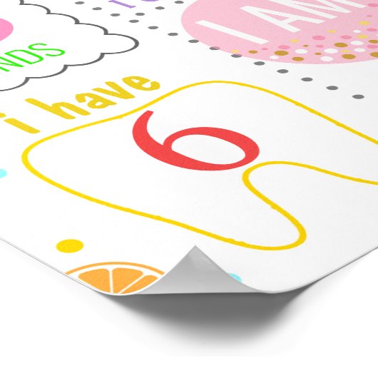 Tuttiフルーティ誕生日マイルストーンサイン ポスター (角)