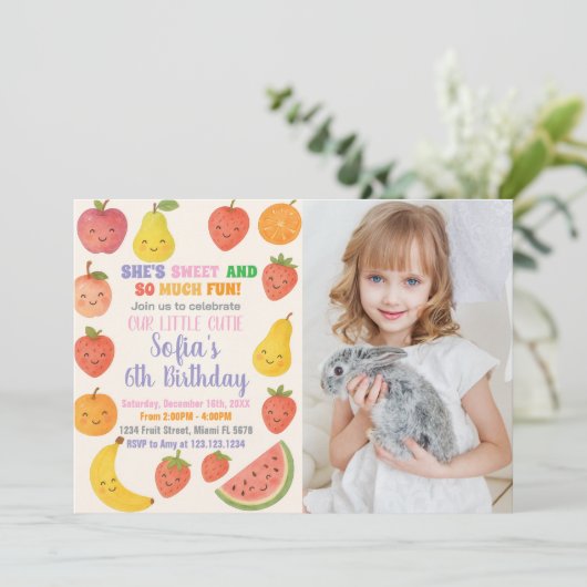 Tuttiフルーティ誕生日招待状と写真 招待状 (スタンド正面)