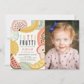 Tutti Frutti カラフル Fruit 2nd Birthday Photo 招待状 (正面)