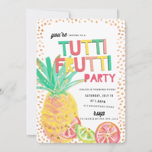 TUTTI FRUTTI PINEAPPLE誕生日パーティーの招待 招待状 (正面)
