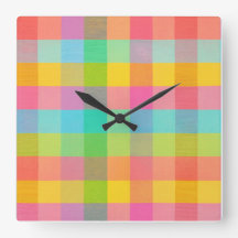 Tutti Frutti Plaid – 壁カラフル市松模様に時計