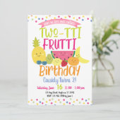 Tutti "Two-tti" Fruttiおもしろい子供の誕生日パーティー 招待状 (スタンド正面)