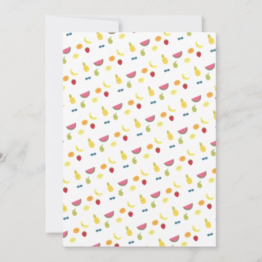 Tutti "Two-tti" Fruttiおもしろい子供の誕生日パーティー 招待状 (裏面)