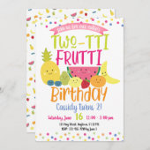 Tutti "Two-tti" Fruttiおもしろい子供の誕生日パーティー 招待状 (正面/裏面)