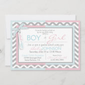 TutuまたはTie & Chevronプリントの性別表示 招待状 (裏面)
