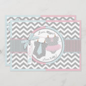 TutuまたはTie & Chevronプリントの性別表示 招待状 (正面/裏面)