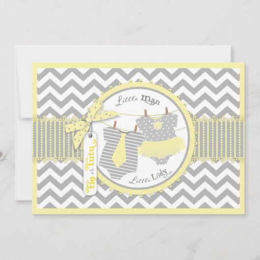 TutuまたはTie & Chevronプリントの性別表示 招待状 (正面)