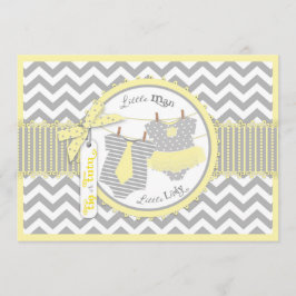 TutuまたはTie & Chevronプリントの性別表示 招待状