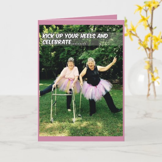 Tutu誕生日カードのためのシニア女性 カード (黄色い花)