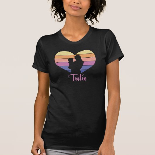 Tutu – 母と子のレトロハートシルエット tシャツ (正面)